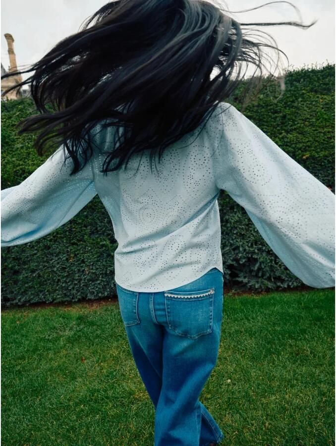 MOS MOSH Flatterende High-Waist Wide-Leg Jeans Blue Dames