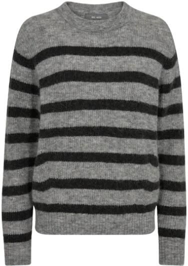 MOS MOSH Dames Truien & Vesten Thora Stripe Crewneck Knit Antraciet - Foto 3