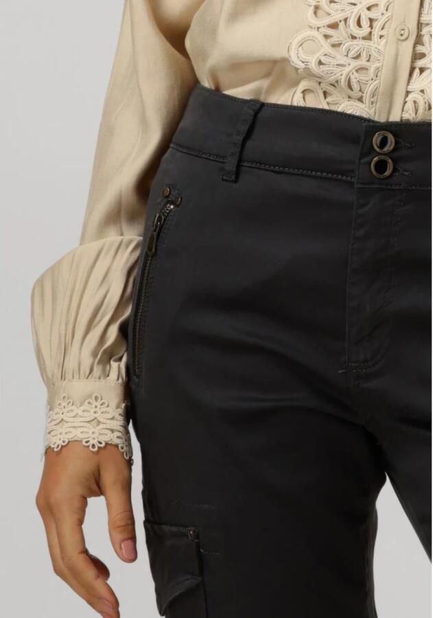 MOS MOSH Cargo Broek met Ritsdetails Black Dames