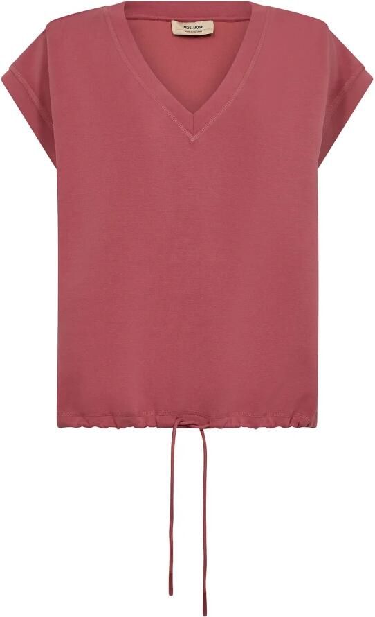 MOS MOSH Korte mouw V-hals Sweatshirt Faded Rose Pink Dames