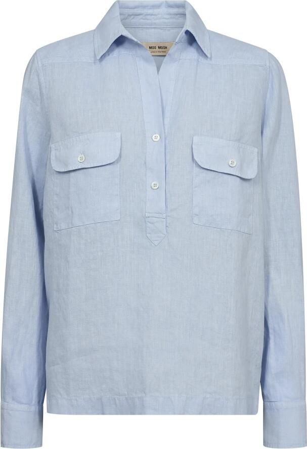 MOS MOSH Dames Blouses Mmenna Linen Pocket Blouse Lichtblauw - Foto 5