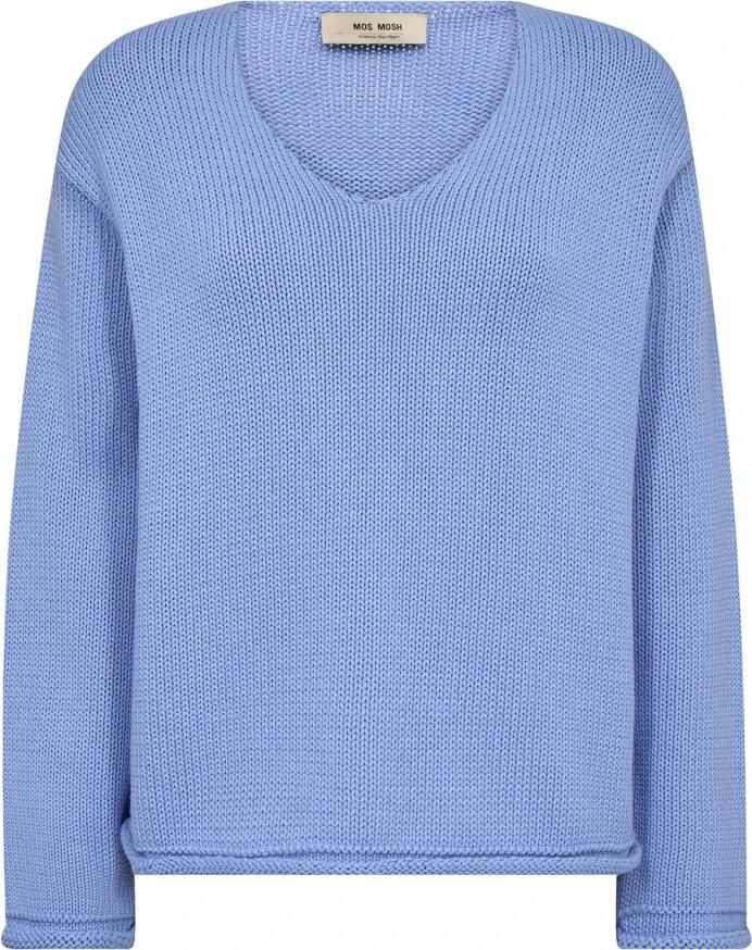 MOS MOSH V-Hals Gebreide Trui Hydrangea Blue Dames - Foto 1
