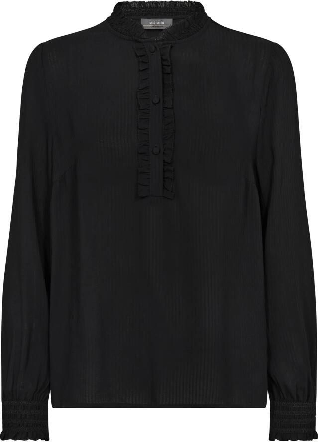 MOS MOSH Regular fit blouse van viscose met opstaande kraag model 'Reta'