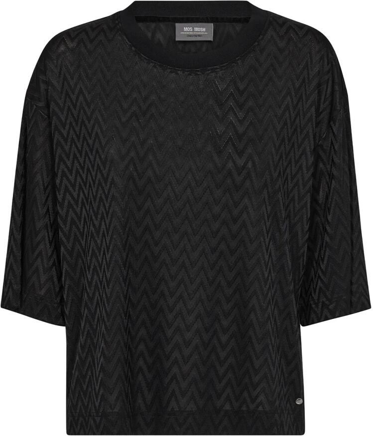 MOS MOSH Zwarte Tee met halve mouwen en ronde hals Black Dames - Foto 8