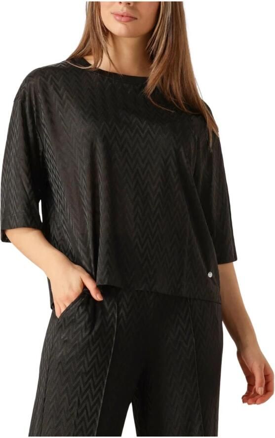 MOS MOSH Zwarte Tee met halve mouwen en ronde hals Black Dames - Foto 7