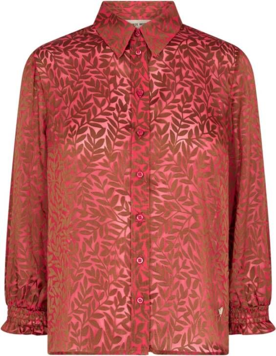 MOS MOSH Bloemenprint shirt met smock-details Pink Dames
