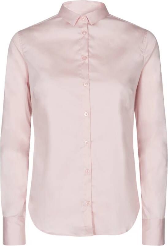 MOS MOSH Slim Fit Polyamide Shirt in Soft Rose Pink Dames