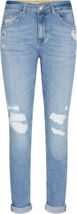 MOS MOSH Scratch Skinny Jeans met Regular Fit en Mid-Rise Taille Blue Dames