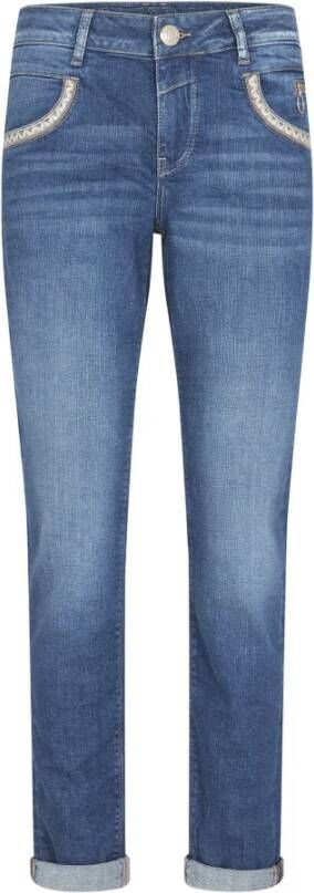 MOS MOSH Naomi Surf Jeans Geborduurde Details Hoge Taille Comfortabel en Modieus Blue Dames