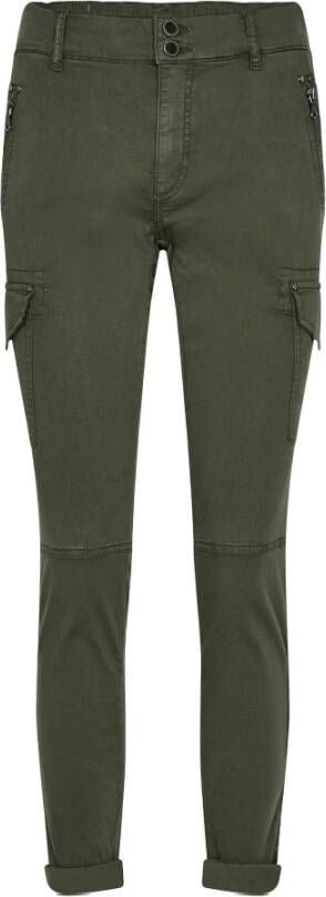 MOS MOSH Stijlvolle Army Groene Broek met Elastische Taille Green Dames