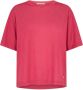 MOS MOSH Glamoureuze Rode T-shirt met Subtiele Ribdetails Red Dames - Thumbnail 3
