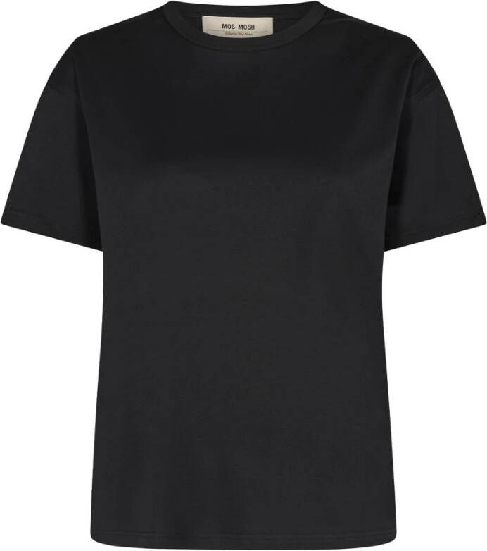 MOS MOSH Zwarte Katoenen Basis T-Shirt Black Dames
