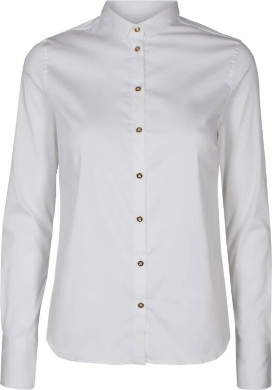 MOS MOSH "Tilda Stretch Shirt met Gouden Knopen" Wit Dames