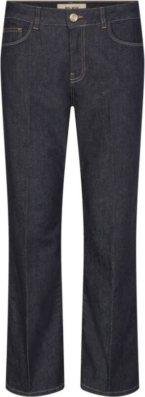 MOS MOSH Trendy Korte Hoge Taille Flared Jeans Blue Dames