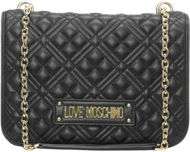 Moschino Love Gewatteerde Kunstleren Schoudertas Zwart Black Dames