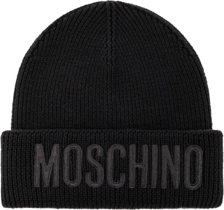 Moschino Beanie met logo Zwart Unisex