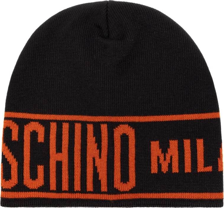 Moschino Beanie met logo Black Unisex