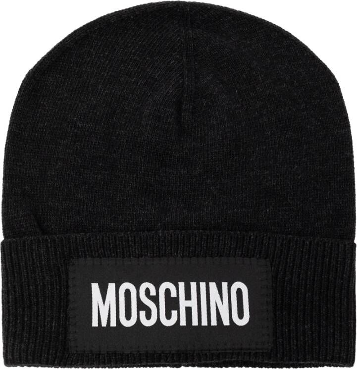 Moschino Zwarte Logo Beanie Muts Black Unisex