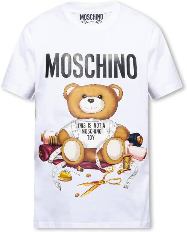 Moschino Bedrukt T-shirt Wit Heren