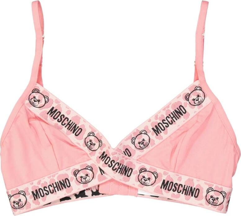Moschino Driehoek bh met Teddy Bear Print Pink Dames