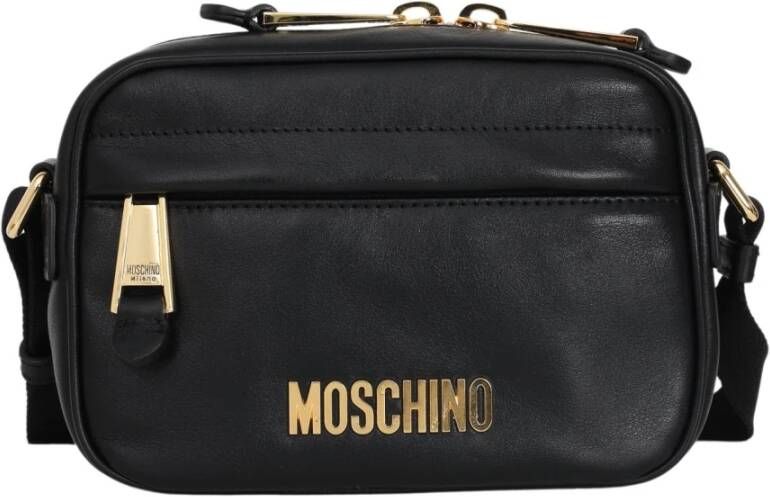 Moschino Zwarte schoudertas met geplateerd logo Black