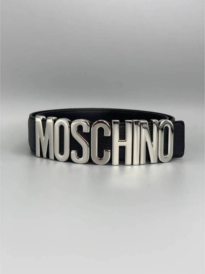 Moschino Zilveren Logo Metallic Letter Riem Black