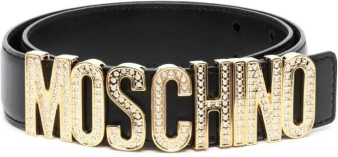 Moschino Logo-Plaque Gesp Riem Black Dames