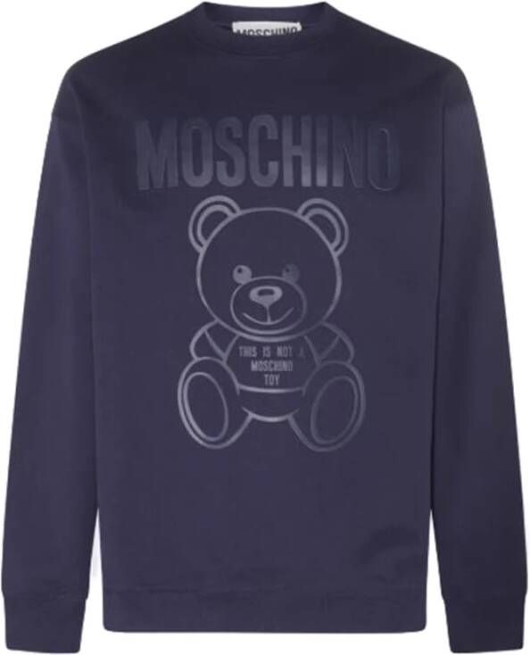 Moschino Blauwe Crewneck Sweatshirt met Rubberen Logo Blauw Heren