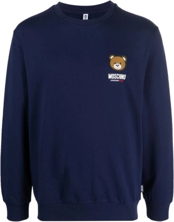 Moschino Blauwe trui met logo-print Blue Heren