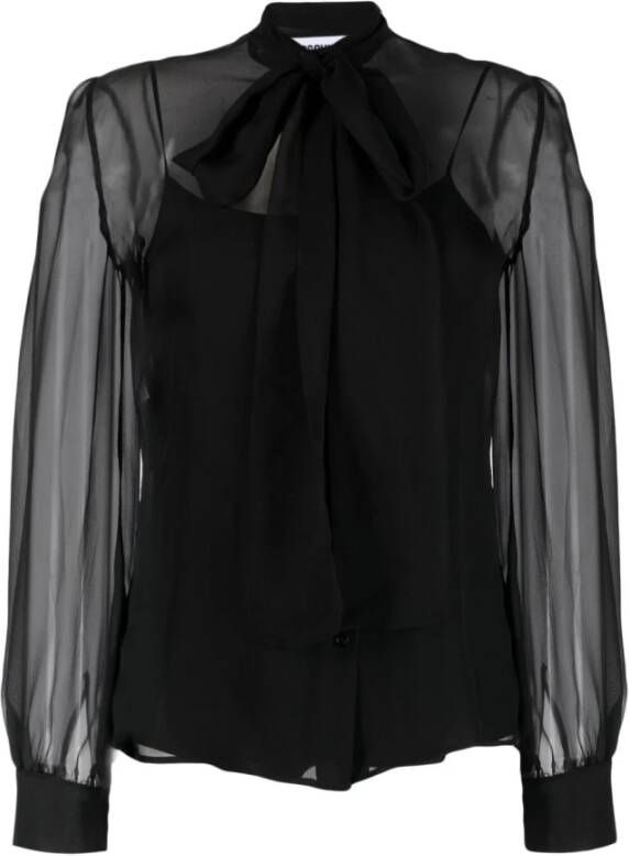 Moschino Zijden Blouse met Sjaal Detail Black Dames