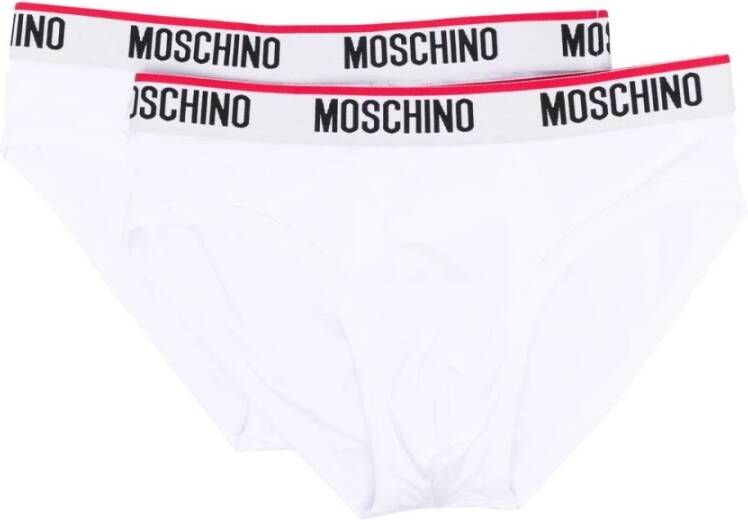 Moschino Witte katoenen Logo-Taille Boxer Pack White Heren
