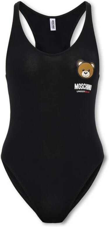 Moschino Bodysuit met logo Zwart Dames
