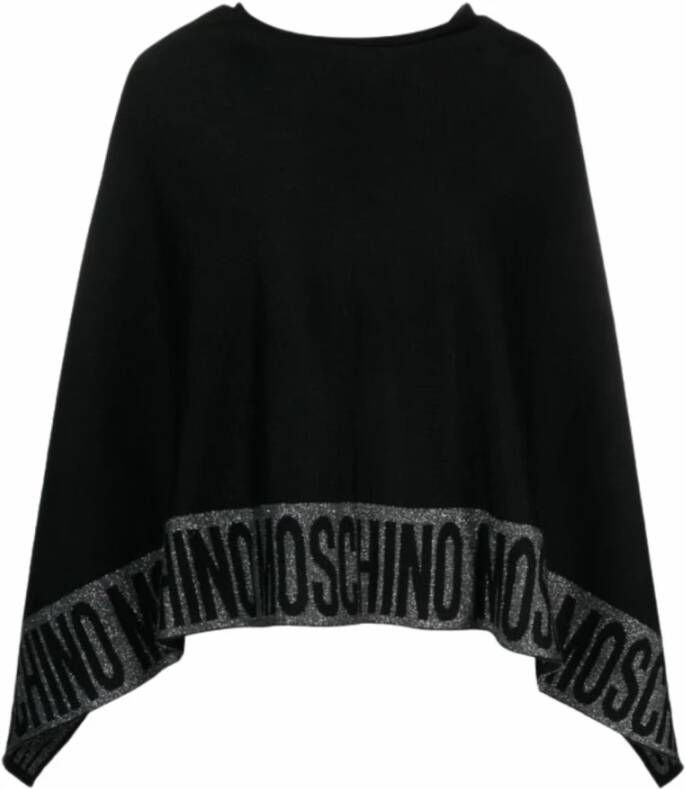 Moschino Zwarte Glitter Logo Poncho Black Dames