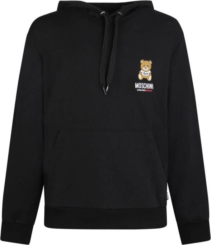 Moschino Zwarte hoodie met print en kangoeroezak Black Heren