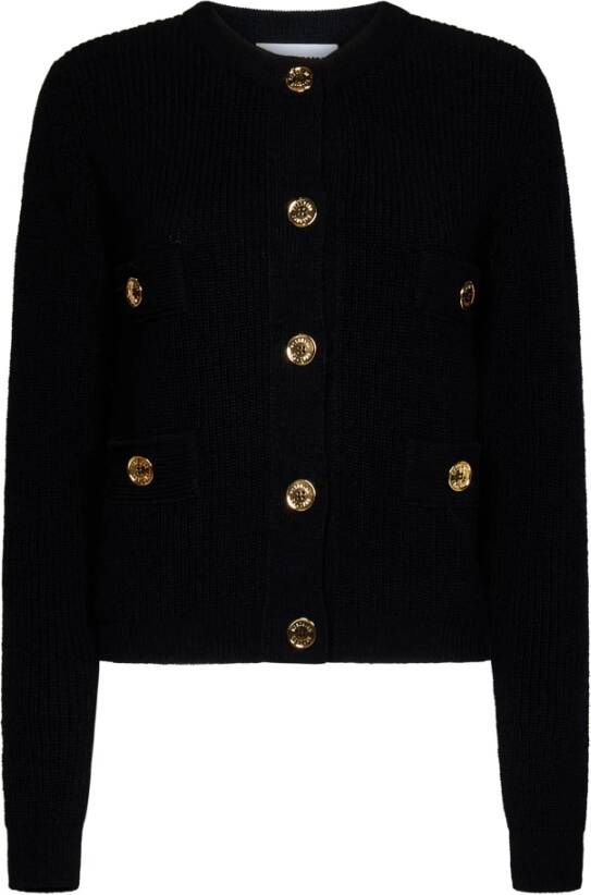 Moschino Zwarte Wollen Truien met Gouden Knopen Black