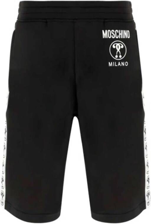 Moschino Shorts met Double Question Mark Logo Black Heren