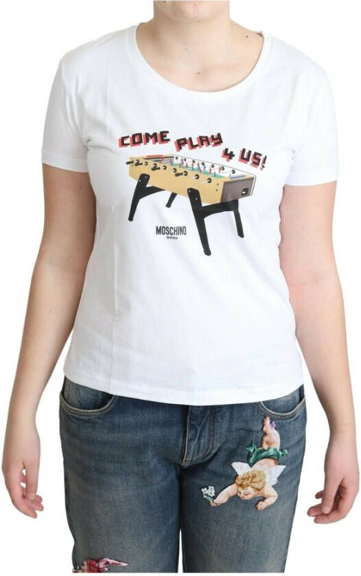 Moschino Cotton Come Play 4 Us Print Top Wit Dames