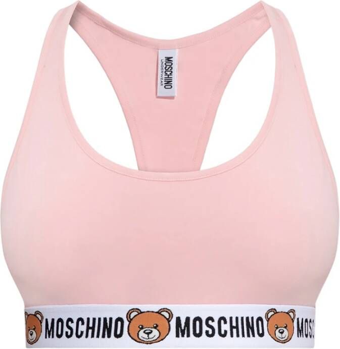 Moschino Crop top met logo Roze Dames