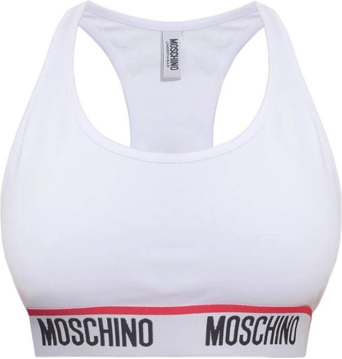 Moschino Crop top met logo White Dames