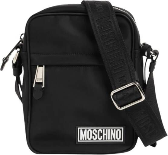Moschino Messengertas met logo patch Zwart