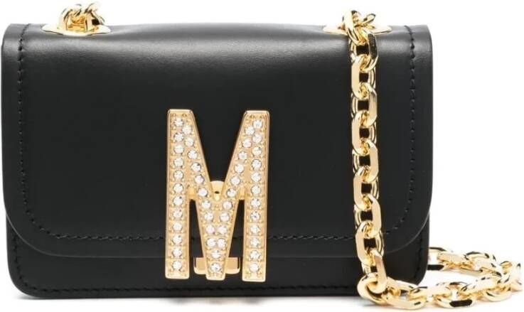 Moschino Effen Logo Cross Body Tas Black Dames