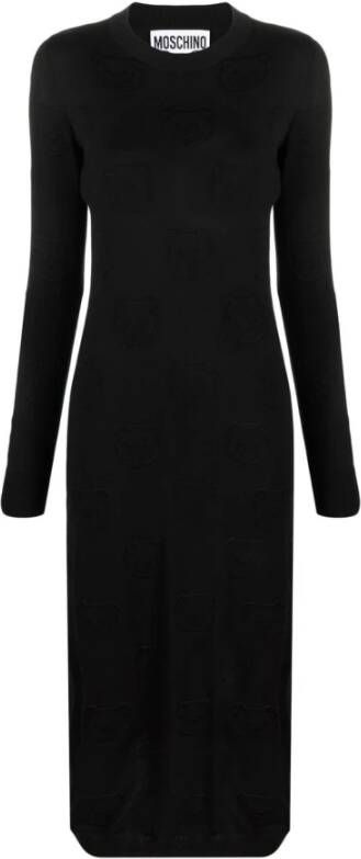 Moschino Zwarte aansluitende gebreide midi-jurk Black Dames