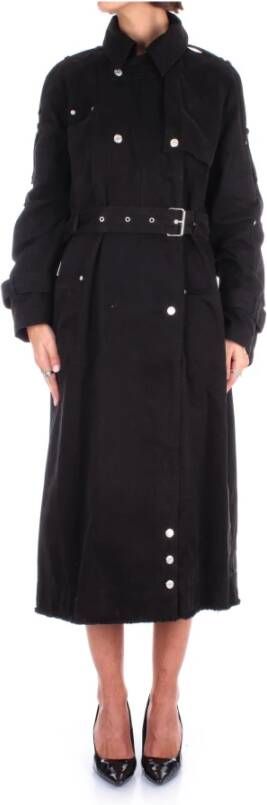 Moschino Zwarte jassen met voorknoppen en afneembare riem Black Dames