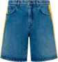 Moschino Blauwe Denim Shorts met Handgeschilderde Zijstrepen Blue Heren - Thumbnail 1