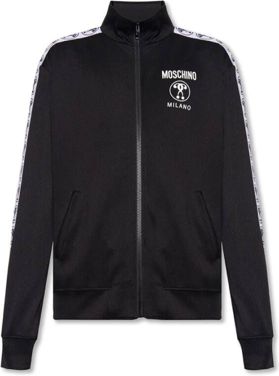Moschino Sweatshirt met ritssluiting en logo Black Heren
