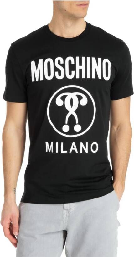 Moschino Zwarte katoenen T-shirt met logo print Black Heren