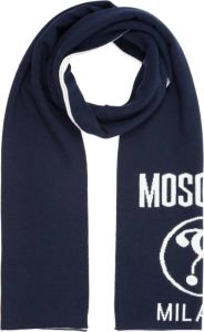 Moschino Double Question Mark Wool scarf Blauw Dames