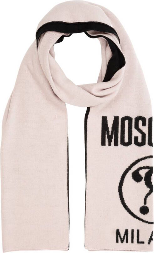 Moschino Double Question Mark Wool scarf Roze Dames