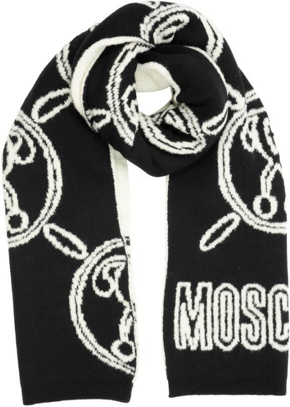 Moschino Double Question Mark Wool scarf Zwart Dames