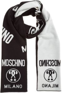 Moschino Double Question Mark Wool scarf Zwart Heren